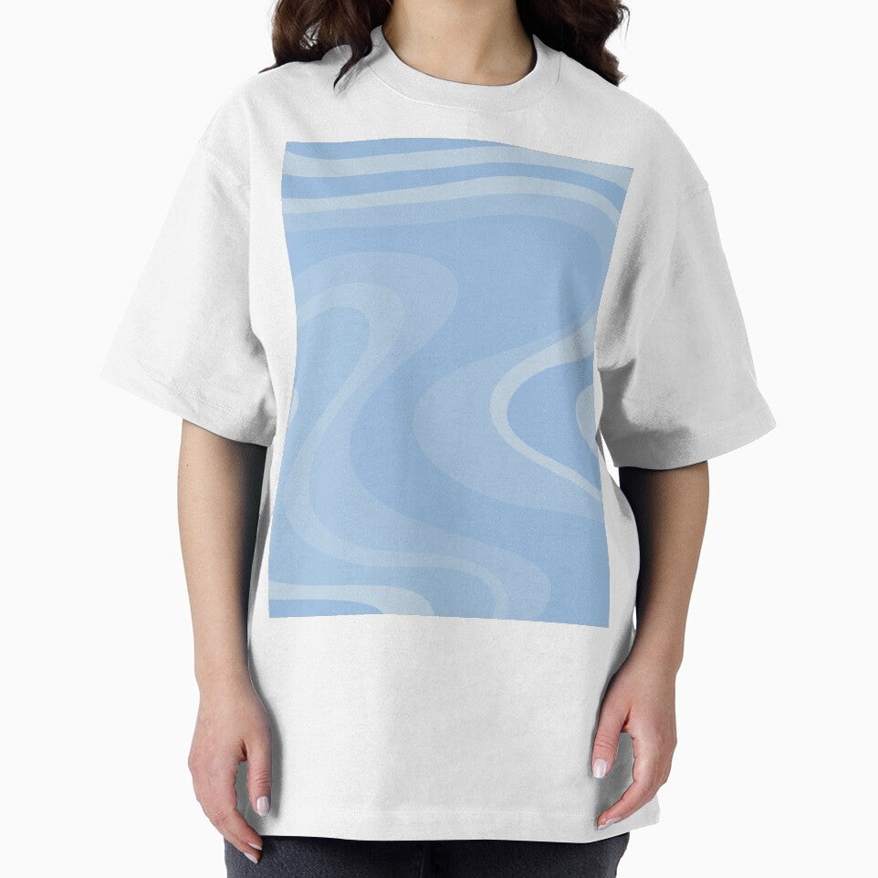 Powder Blue Retro Swirls Abstract Pattern by kierkegaard