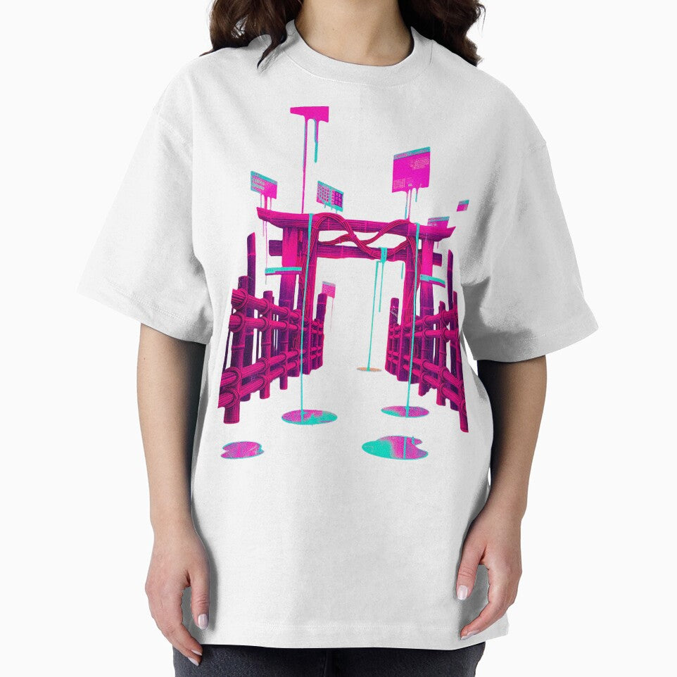 Neon Cyber Torii Gate: Melting Vaporwave Architecture by A E S T H E T A T A G