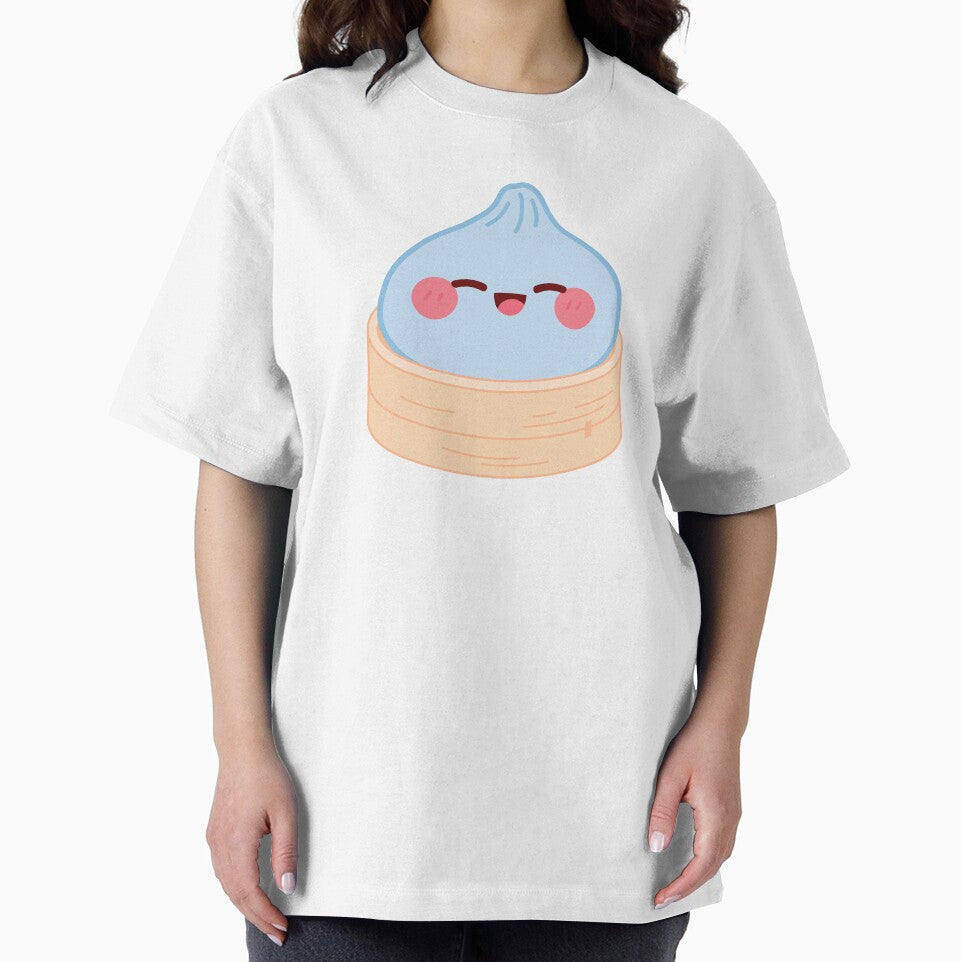 Kawaii Blue Squishy Dumpling in bamboo steamer basket by EmeraldeaArt