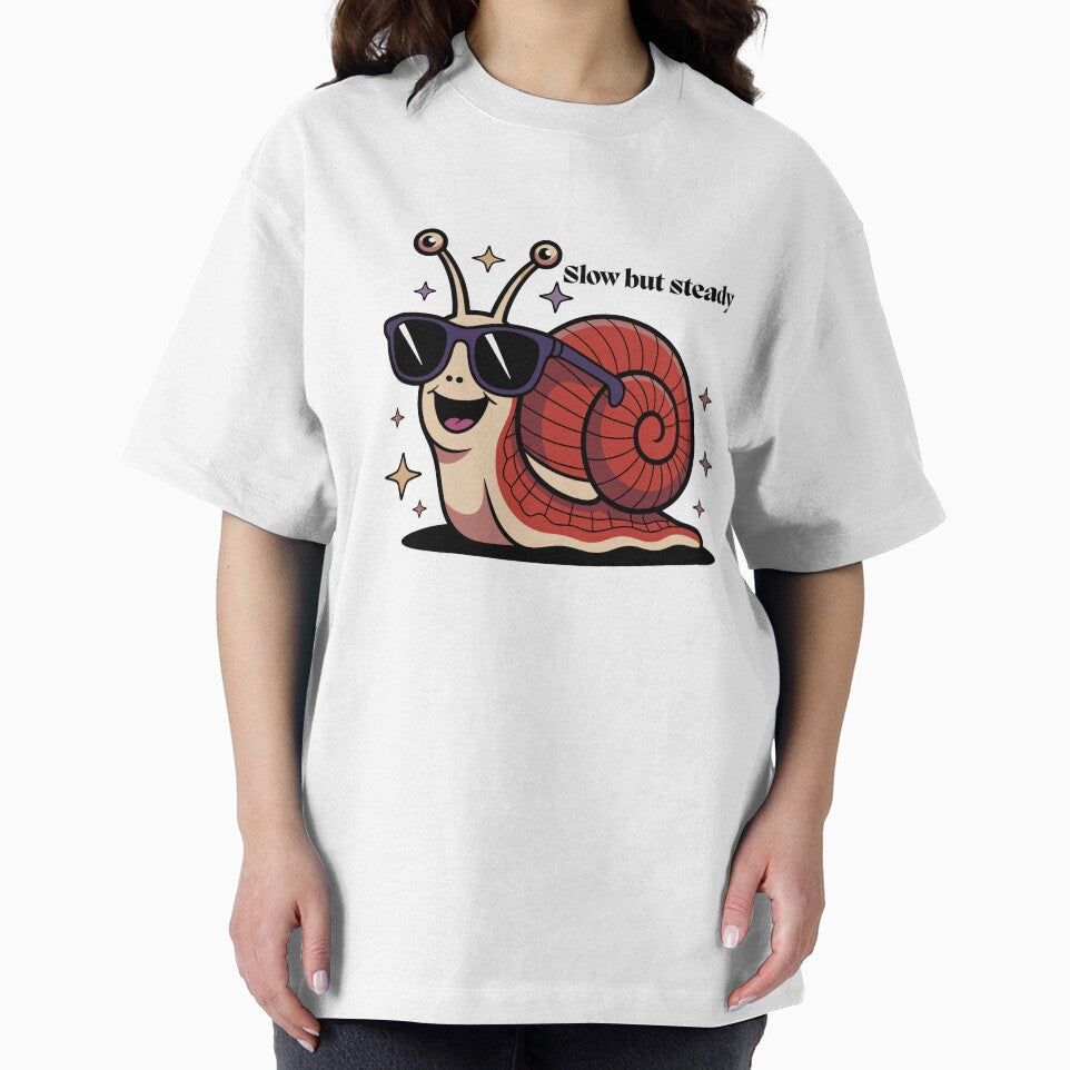 Slow and Steady Snail Aesthetic Sticker | Retro Cool Vibes Art by Pandey14
