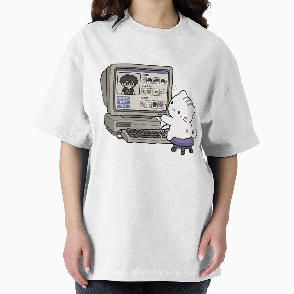 Cute Cat Creating a Pixel Avatar Retro Internet Y2K Nostalgia by TrxshWear