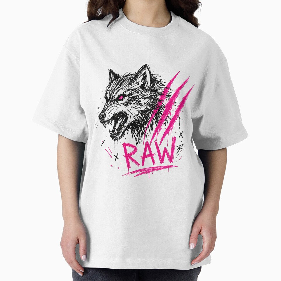 Raw Wolf Sketch Neon Pink Claw Marks Alt Grunge by etuvibes