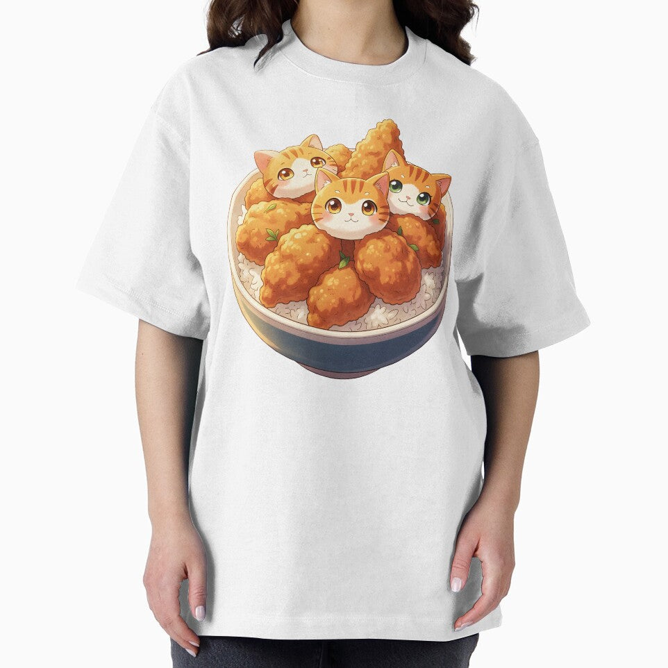 Orange Tabby Cat Head Dumplings in Fried Chicken Rice Bowl – Cute Kawaii Food Cutout by EmeraldeaArt