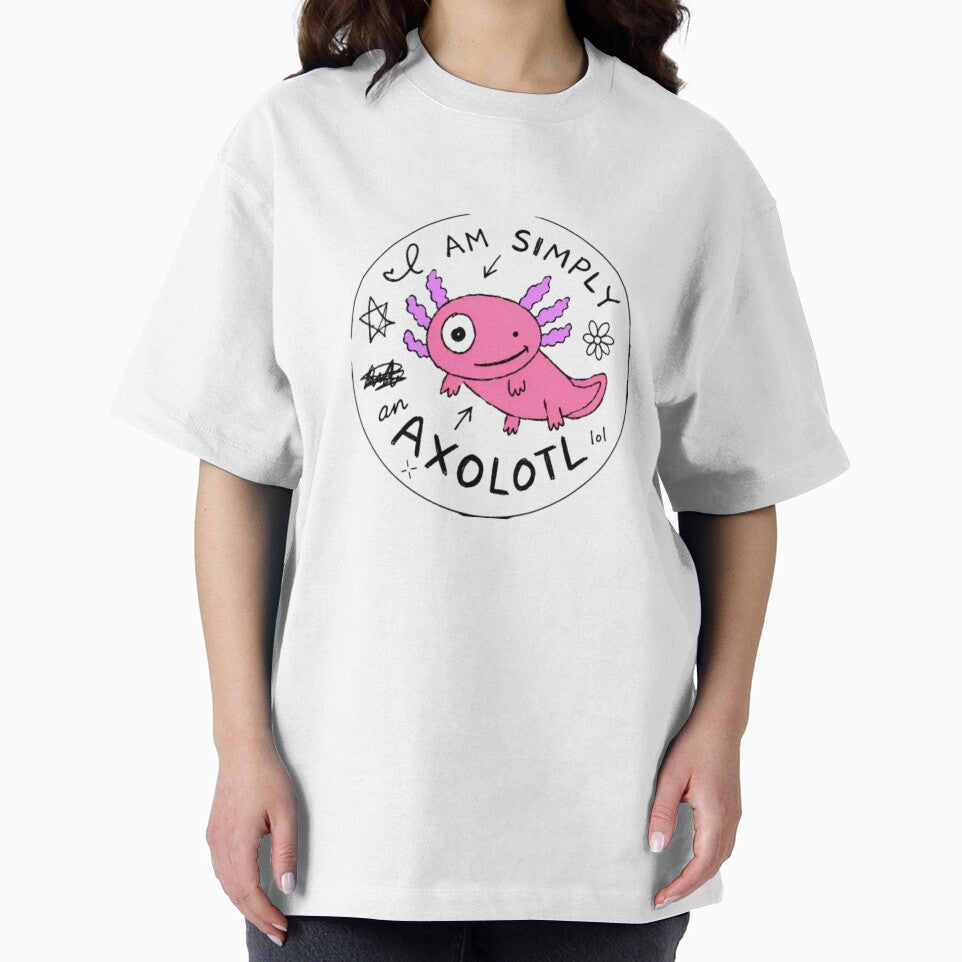 I Am Simply An Axolotl Sticker MS Paint Hand Drawn Funny Cute Chaotic Anti Design Meme Kawaii Pink Purple Doodle by Obinne