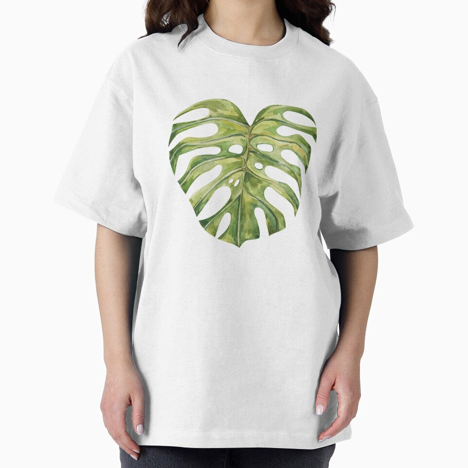 Tropical Heart Shaped Monstera Leaf Watercolor Illustration by the-myro