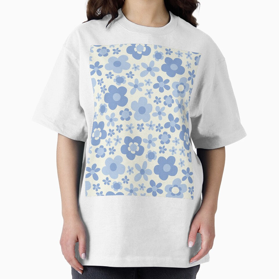PASTEL BLUE BOHO RETRO FLOWERS by blomastudios