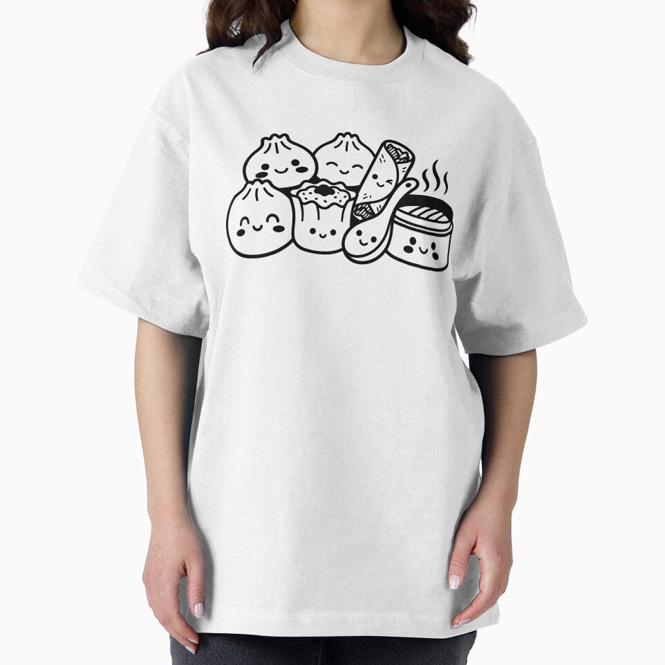 Kawaii Dim Sum Characters – Cute Food Illustration with Spoon Bamboo Steamer by EmeraldeaArt