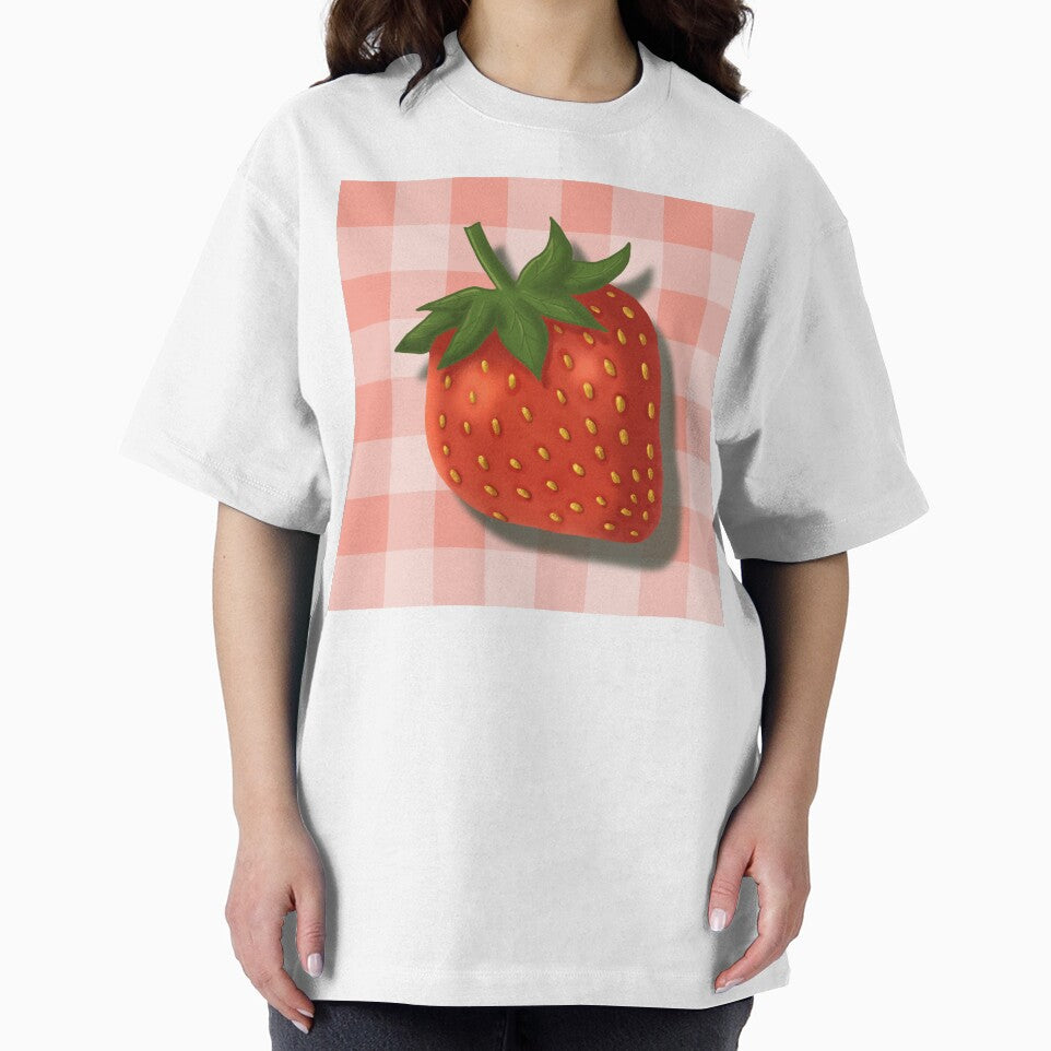 Strawberry on pink gingham - French country floral by OhNoNotAgain42