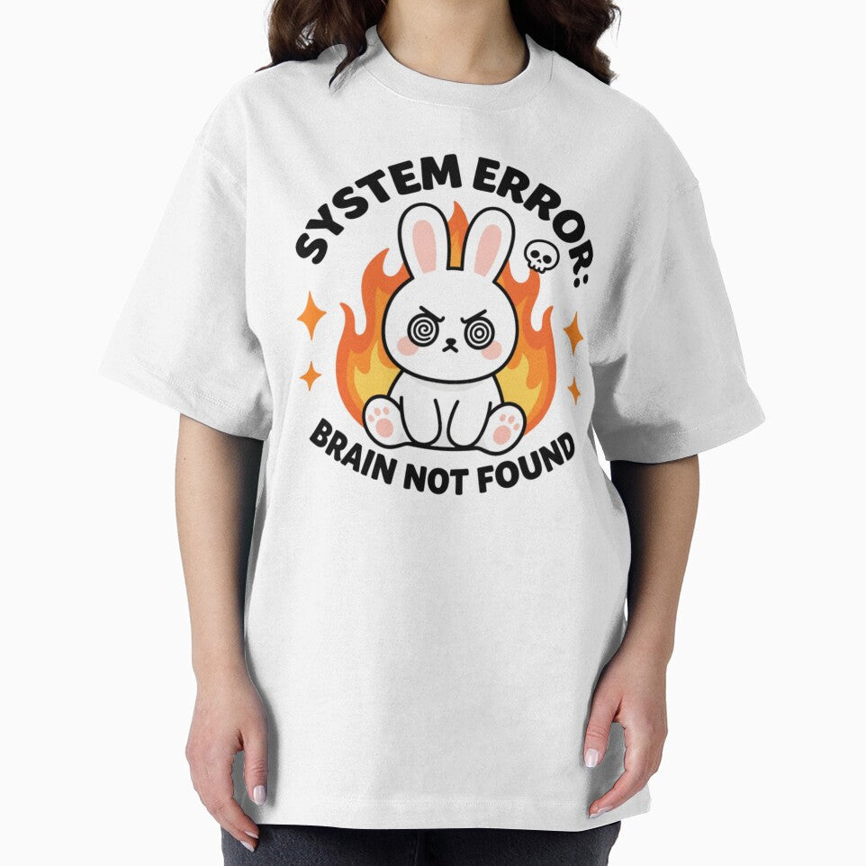 System Error Brain Not Found Funny Angry Flame Bunny by PinkGothica