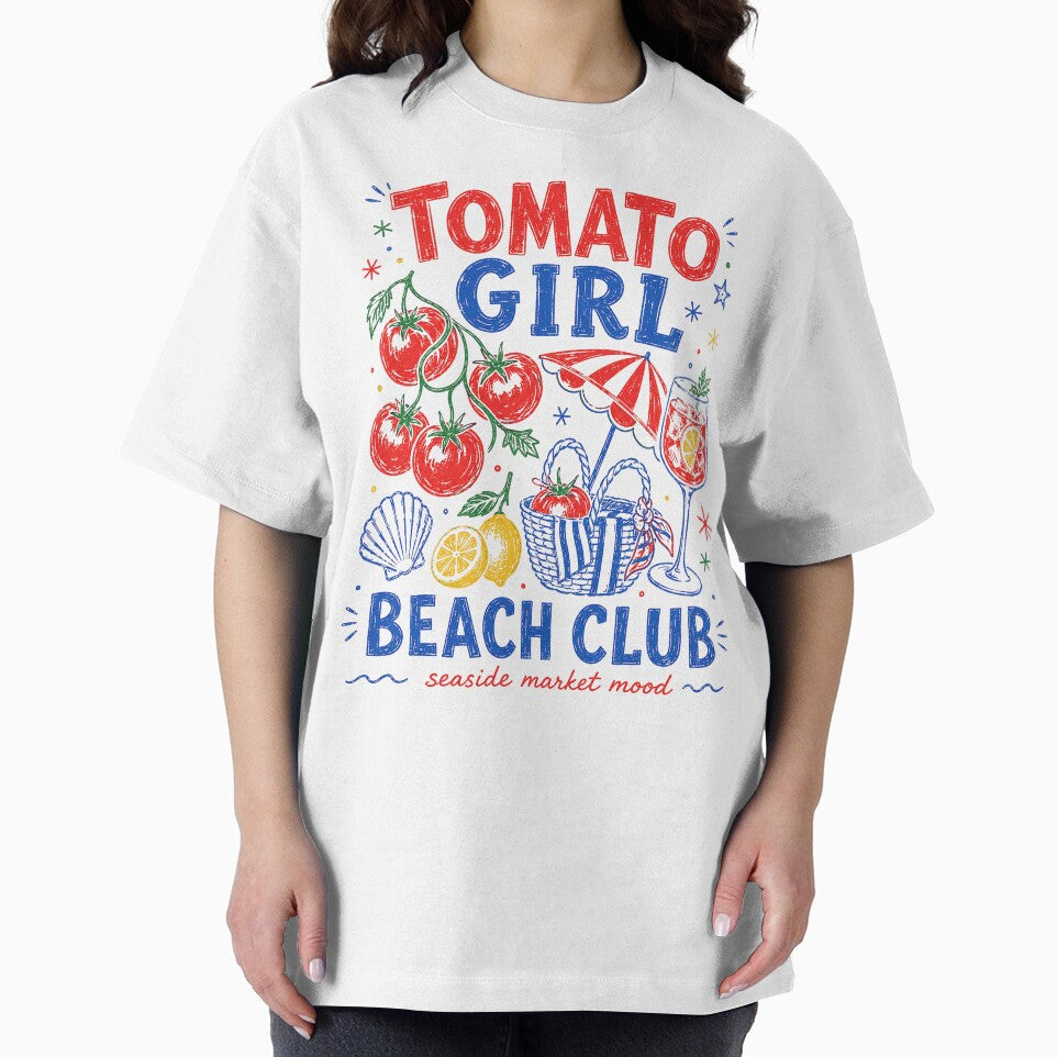 Tomato Girl Beach Club Summer by Retro Moon Studio