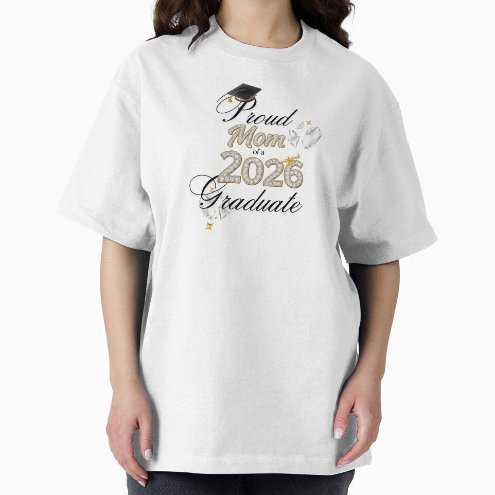 Proud Mom of a 2026 Graduate with Diamonds & Black Graduation Hat by JeweledDesigns