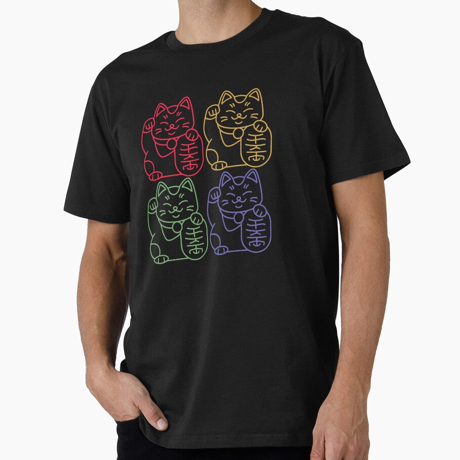 Maneki neko Japanese lucky cat in 4 colors by hanabiprints