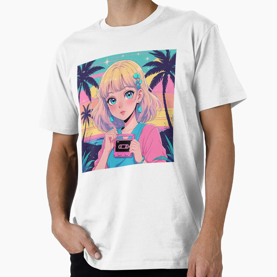 90s Retro Anime Vaporwave Girl Illustration by TheArtOfChaa