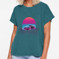 Retro Synthwave Sports Car 80s Neon Sunset Vintage Art by Larams Studio