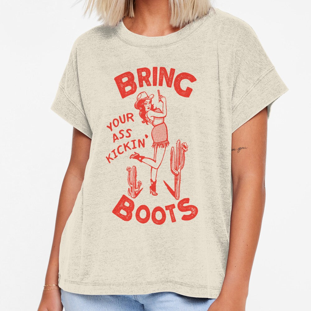 Bring Your Ass Kicking Boots! Cool Retro Cowgirl With A Gun- A Great Gift Idea For Women! by The Whiskey Ginger Design Shop
