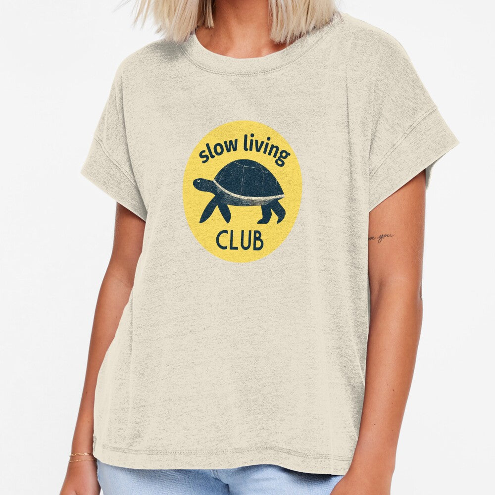 Slow Living Club T-Shirt | Relaxed Lifestyle Graphic Tee | Mindful Living Apparel | Tranquil Gift Idea by Loffartdesign