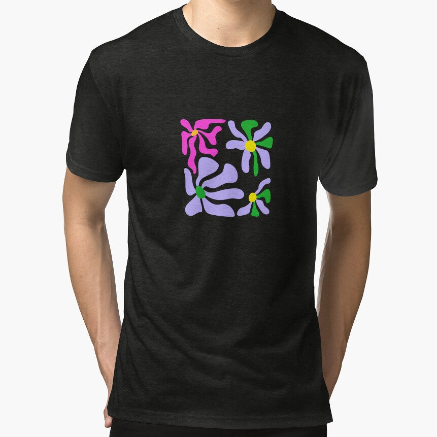 Trendy Retro Wavy Flowers Groovy Abstract Floral by SolutionsArt