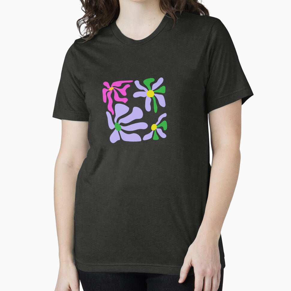 Trendy Retro Wavy Flowers Groovy Abstract Floral by SolutionsArt