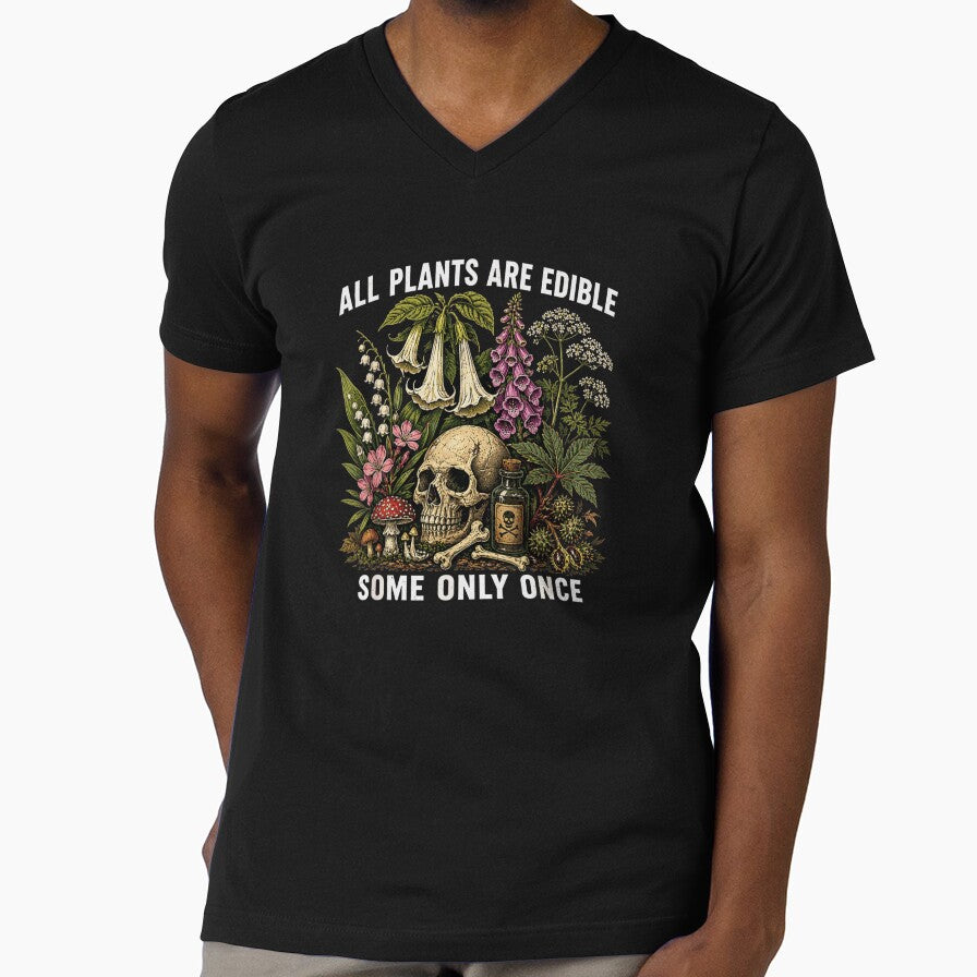 All Plants Are Edible Some Only Once Vintage Botanical Poisonous Herbs Skull by DaphoLatara