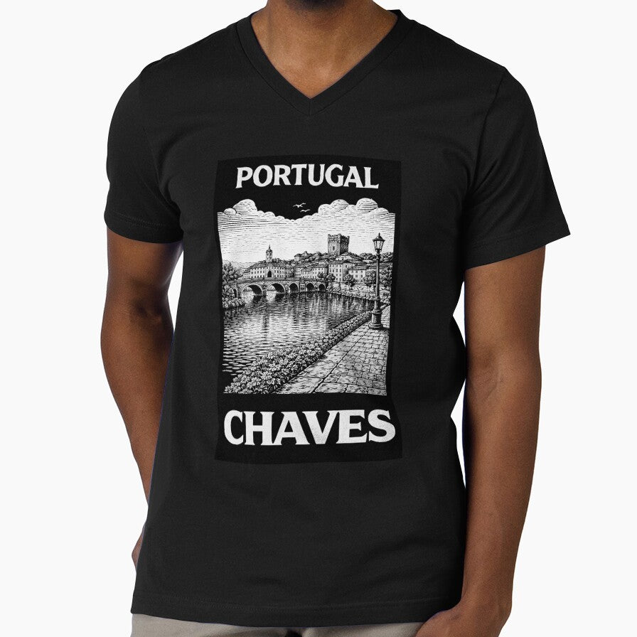 Chaves Portugal Linocut Style by Thistle-TShop
