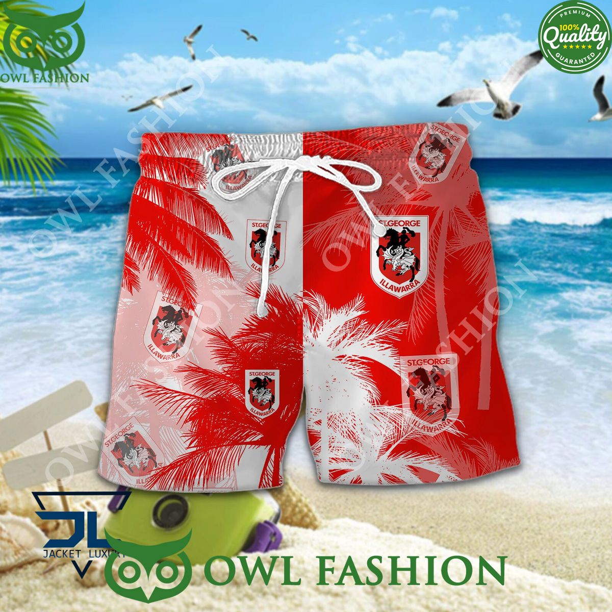 St. George Illawarra Dragons NRL Australasia Football Rugby Hawaiian shirt and short