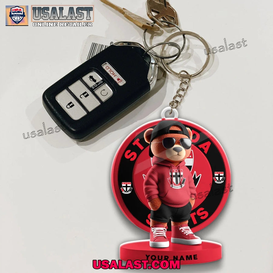 St Kilda Football Club Teddy Bear Custom Keychain