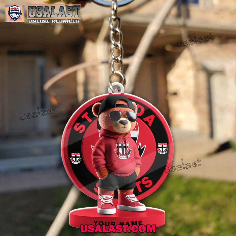 St Kilda Football Club Teddy Bear Custom Keychain
