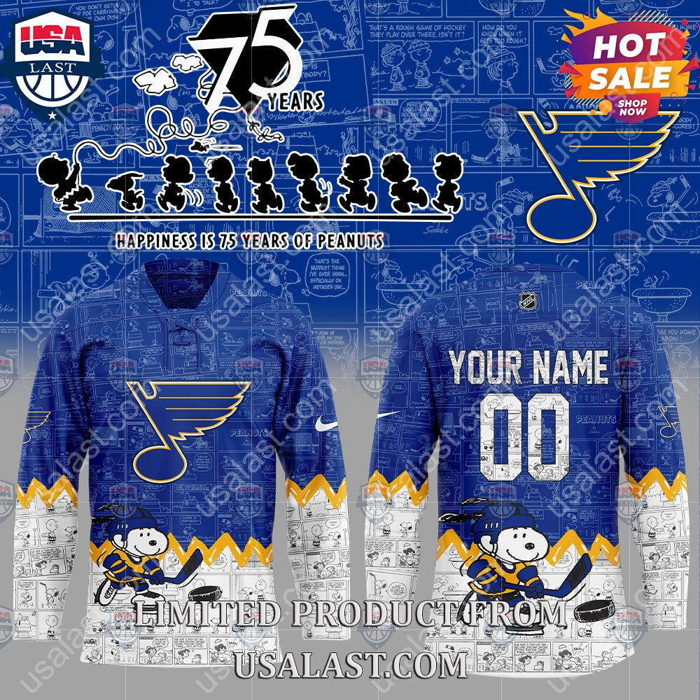 St. Louis Blues NHL Happiness Is 75th Anniversary of Peanuts Hoodie