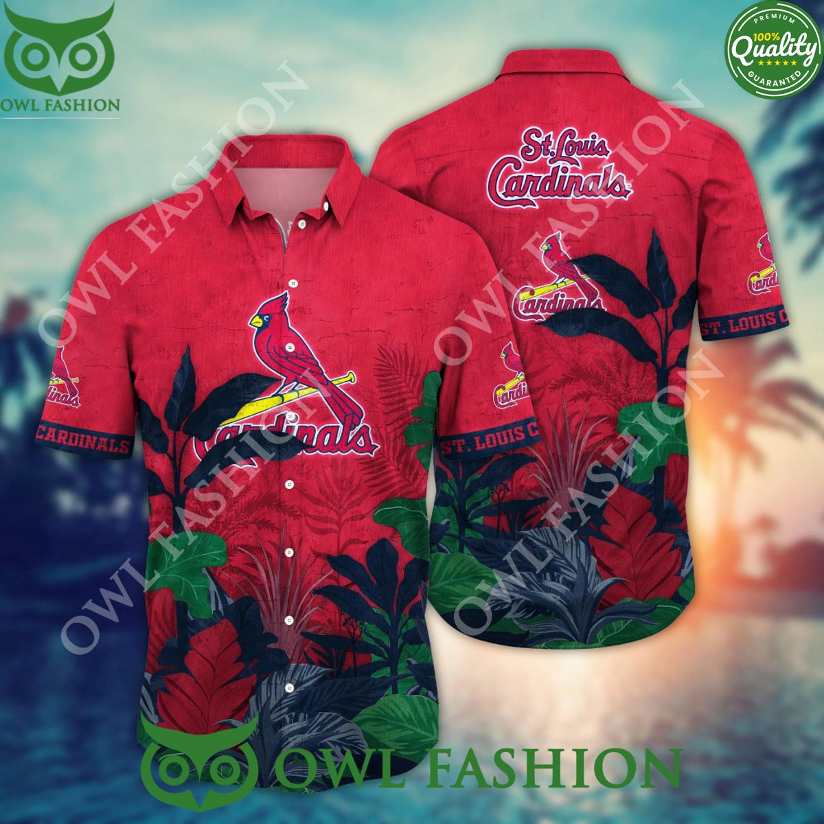St. Louis Cardinals MLB Tropical Forest Hawaiian shirt and shorts