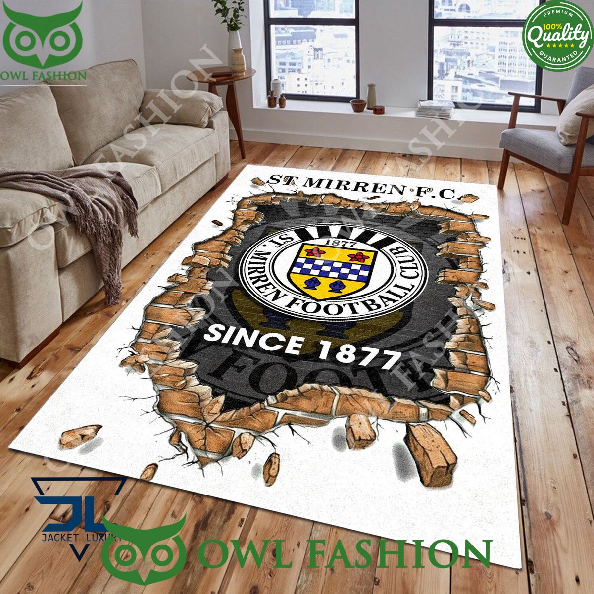 St Mirren F.C. 1791 Scottish Broken Wall Living Room Carpet