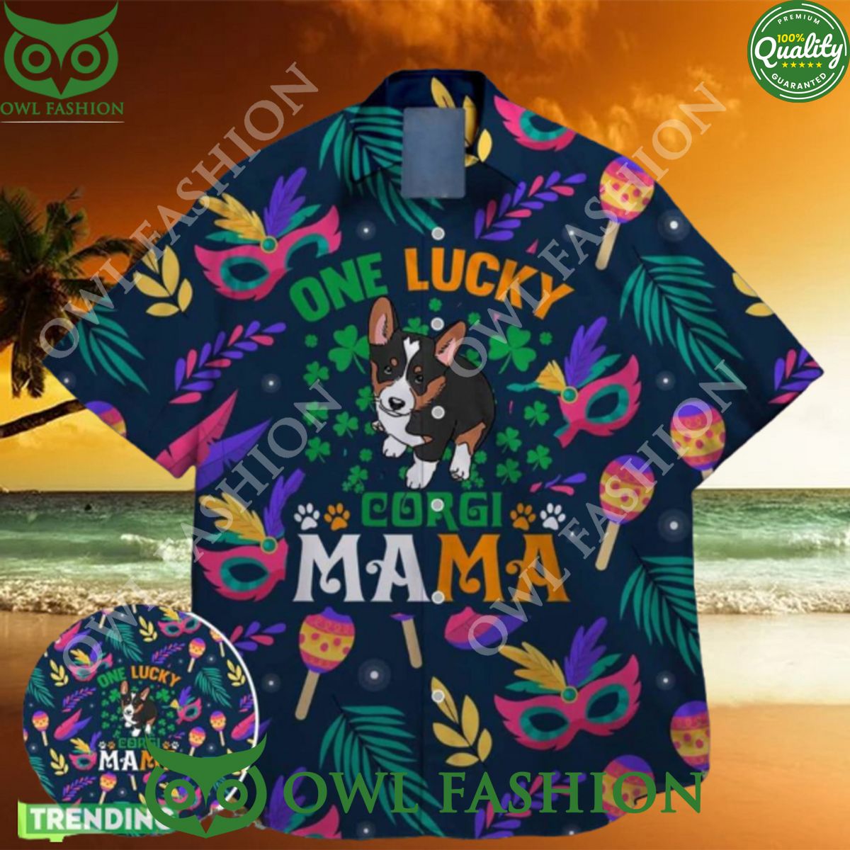 st patrick day corgi mama funny charm green shamrock bigfoot st paddys vibes hawaiian shirt