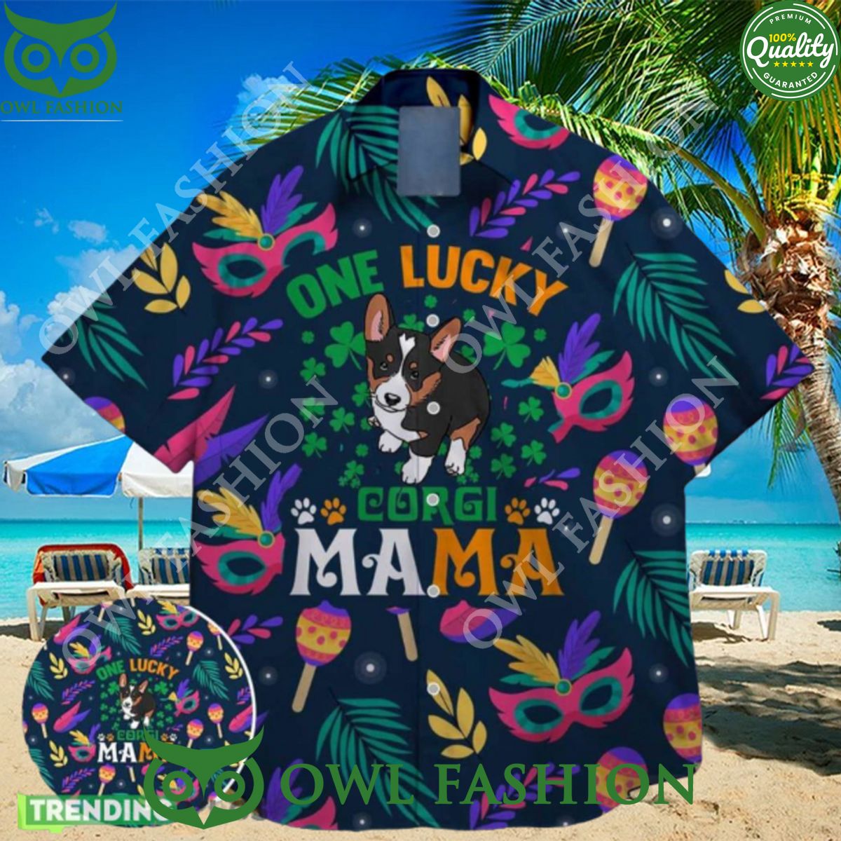 st patrick day corgi mama funny charm green shamrock bigfoot st paddys vibes hawaiian shirt