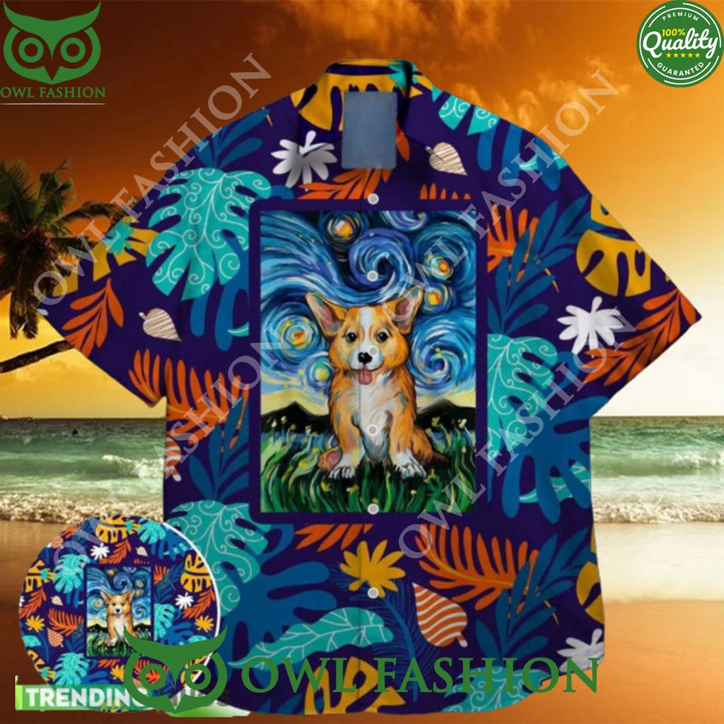 st patrick day corgi star night famous hawaiian shirt