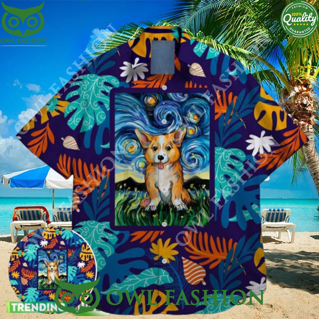st patrick day corgi star night famous hawaiian shirt