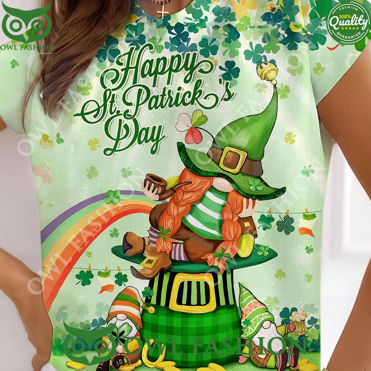 St. Patrick’s Day Gnome Lucky Flowers Tshirt