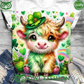 St Patrick’s Day Highland Cow Print t shirt