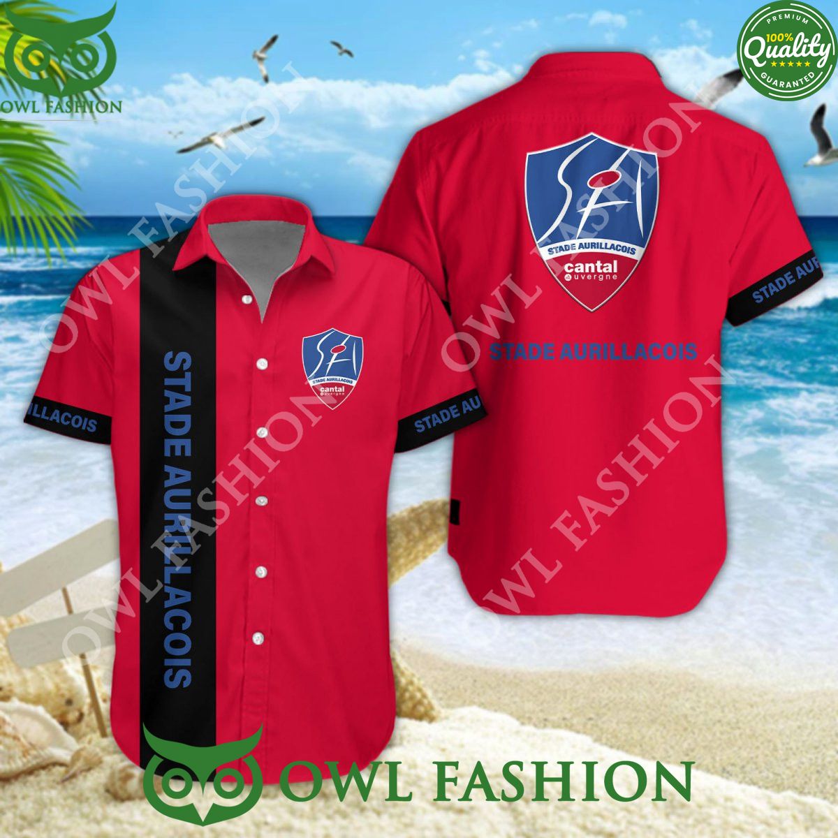 Stade Aurillacois Cantal Auvergne French Rugby Top 14 Team Hawaiian Shirt