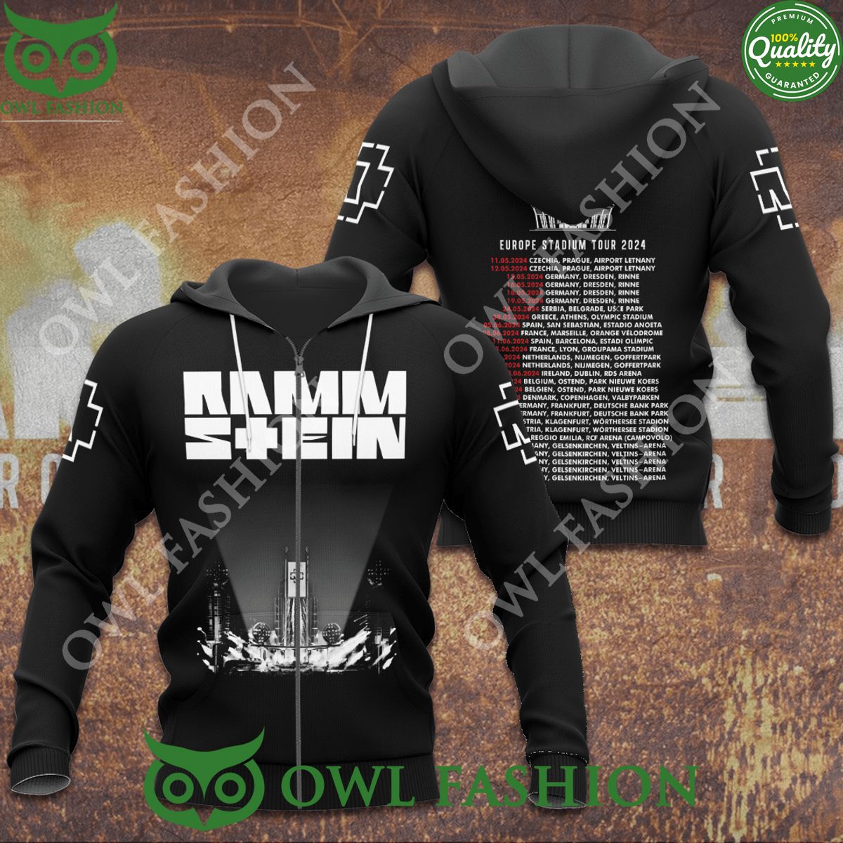 Stadium Tour Europe 2024 Rammstein 3D Tshirt Hoodie
