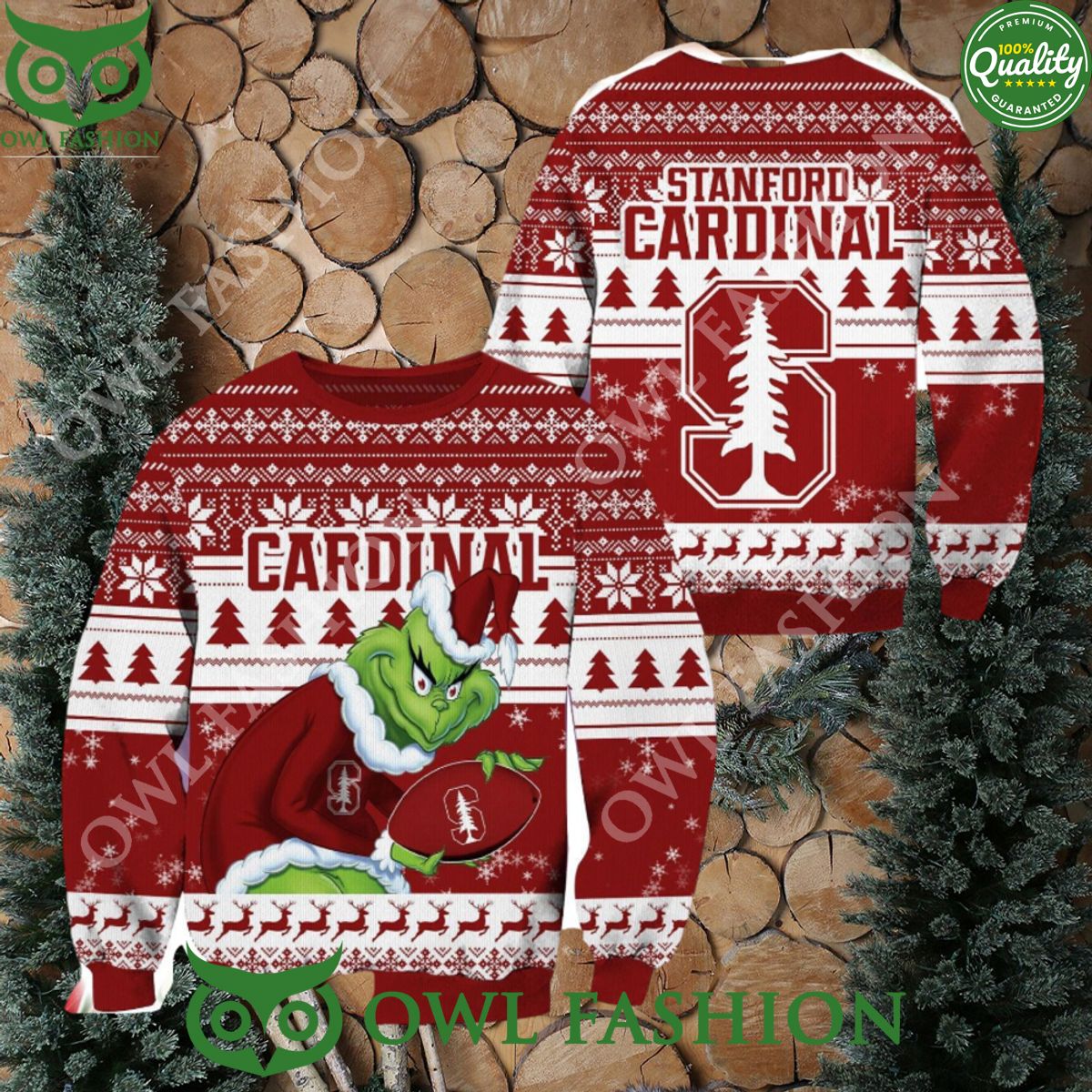 Stanford Cardinal NCAA Grinch Hug Logo Ugly Christmas Sweater Jumper Special