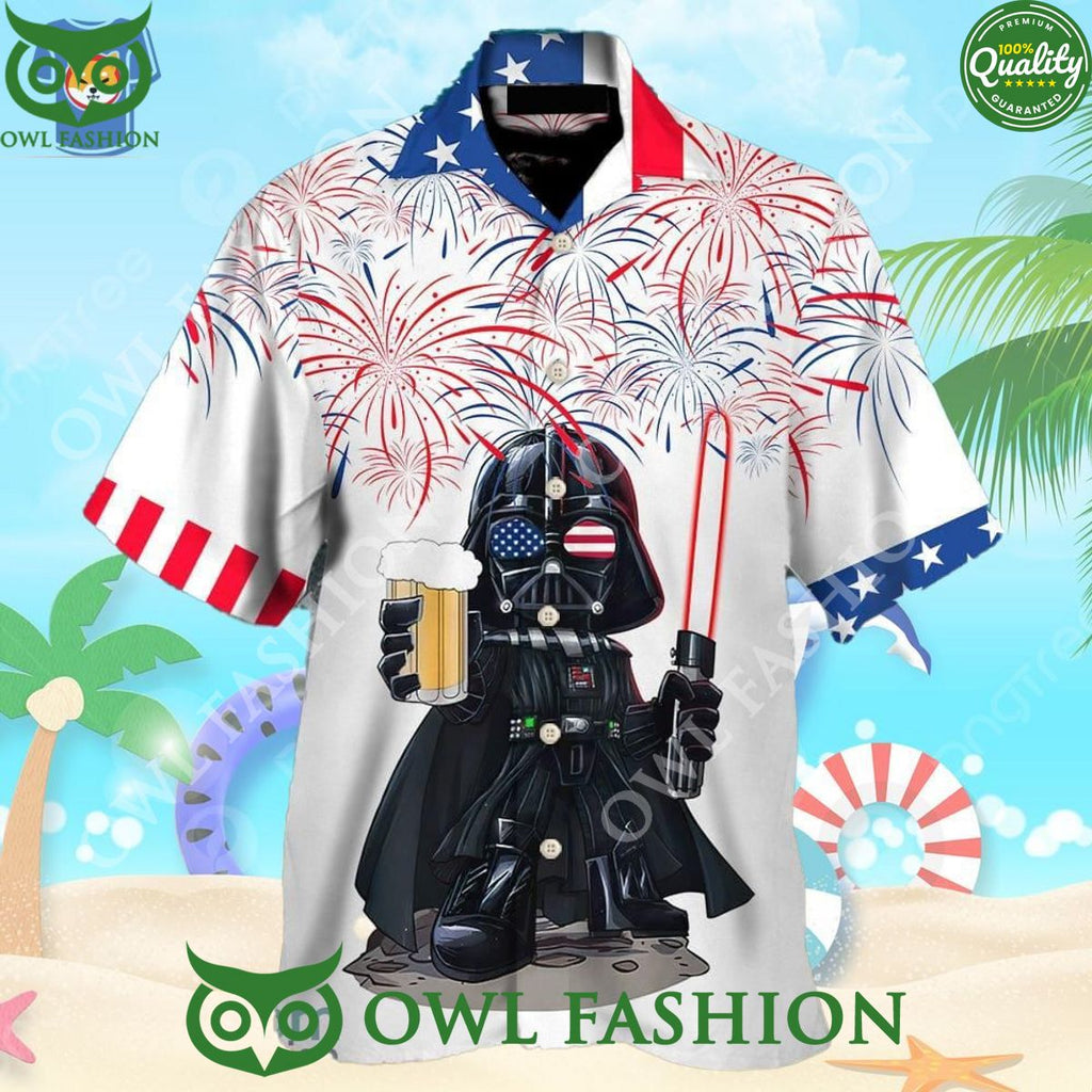 Starwars Independence Day Darth Vader With Beer Hawaiian Shirt Trendy Aloha