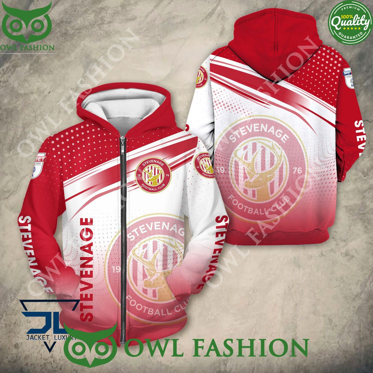 Stevenage Football Club New Design 2024 EFL Hoodie Shirt