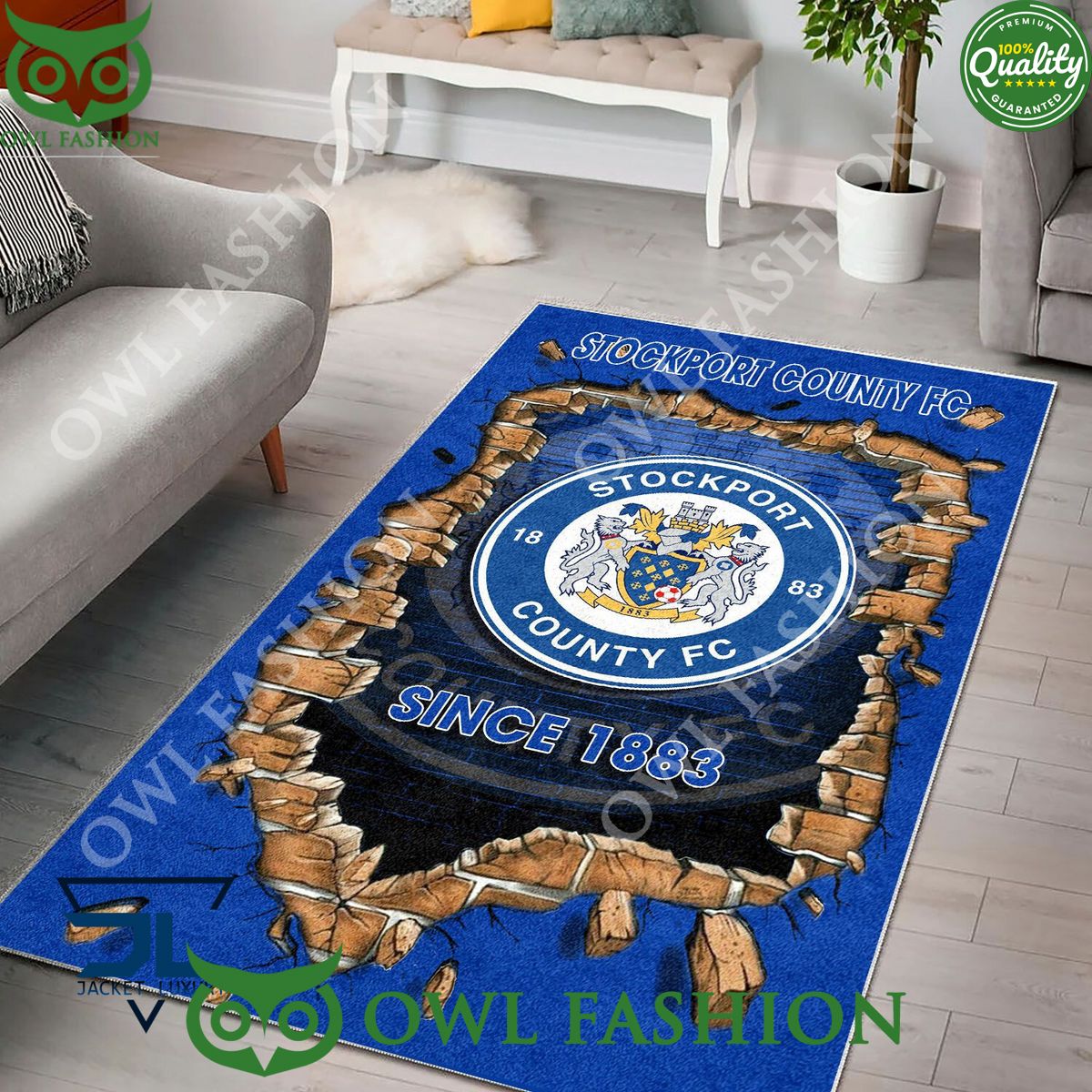Stockport County F.C 1860 League Two Living Room Rug Carpet
