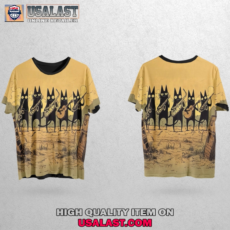 Stray Cat Sax Night All Over Print Shirt