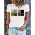 Women'WB shield Casual Graphic T-Shirt - "Once WB shield Day" Monogram Design, Short-sleeved Round Neck, Machine...