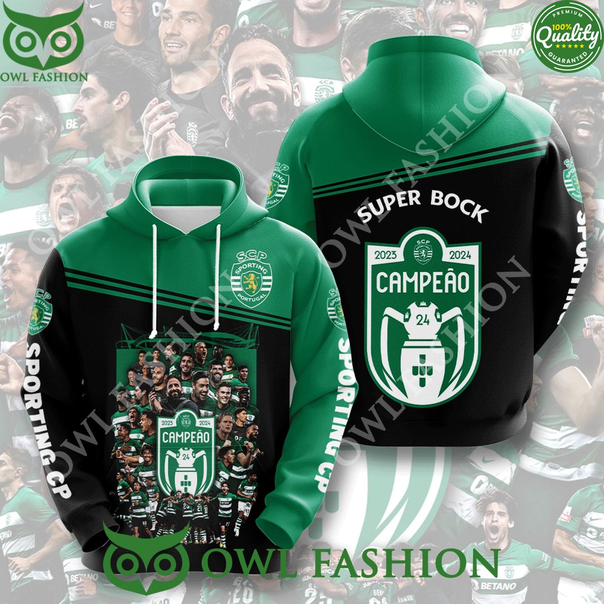Super Bock Campeao 2023 2024 Sporting Portugal SCP 3D Printed Hoodie