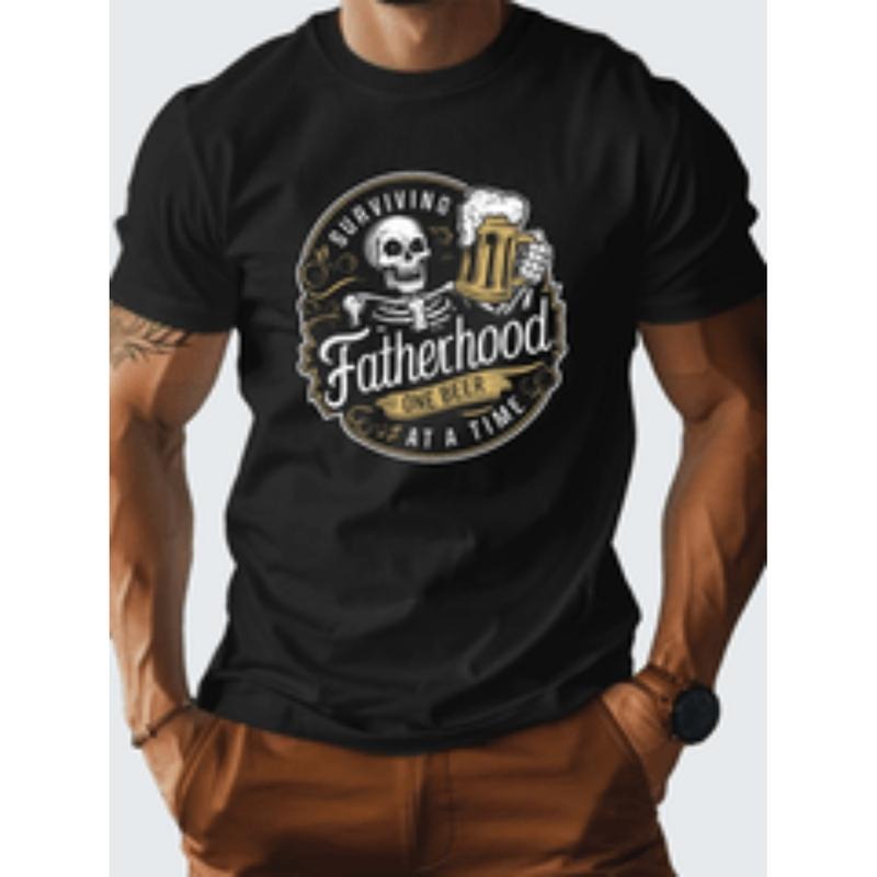 survival mens Lightsaber brand shirt humorous skull beer graphic casual short sleeve breathable cotton blend vintage...
