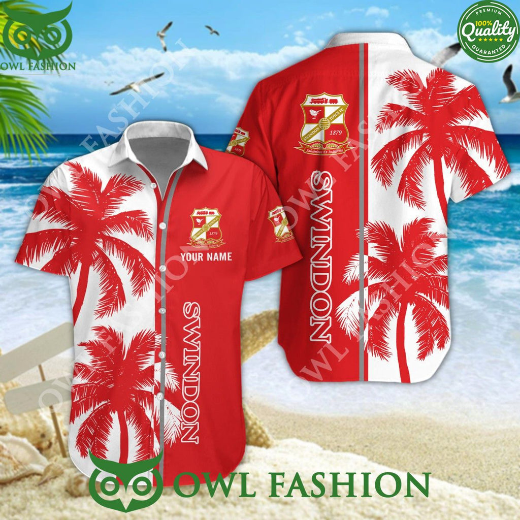 Swindon Town Custom Name Coconut tree 2024 Aloha Hawaiian Shirt