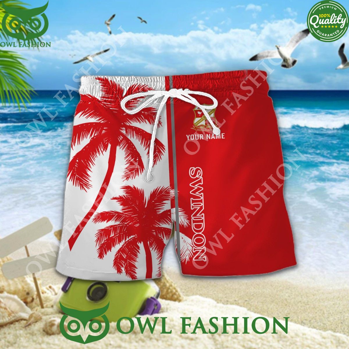Swindon Town Custom Name Coconut tree 2024 Aloha Hawaiian Shirt