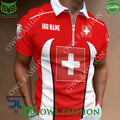 Switzerland National Football Team Zipper Polo Shirt