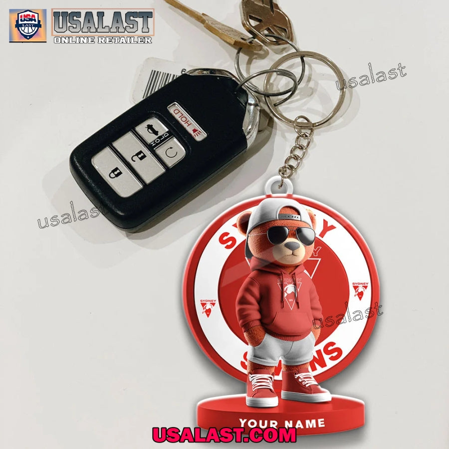 Sydney Swans Football Club Teddy Bear Custom Keychain